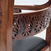 1920-30s, set of 2 armchairs, design after Georges Jacob, carved teak wood.