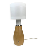 Scandinavian space age teak and opaline table lamp, Sweden