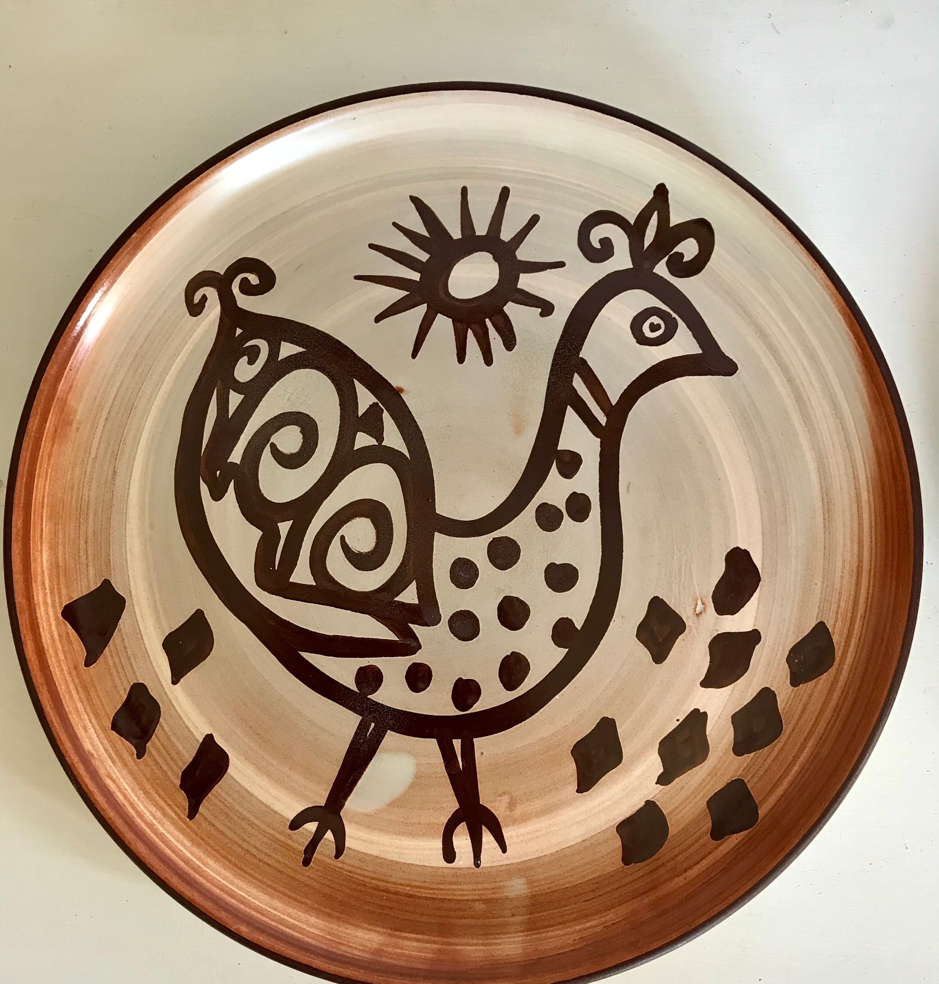 6 assiettes en grès Vallauris vintage