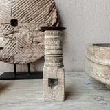 Candle holder in light carved wood