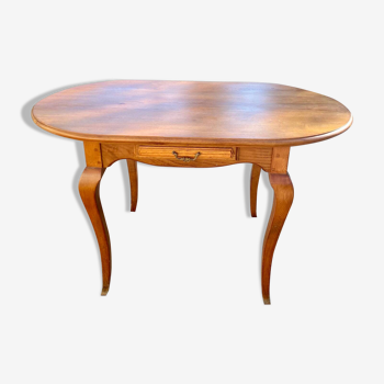 Small vintage round table with stylish drawer