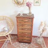 Rattan and canning chest of drawers