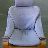 Swedish Leather Lounge Chair with Footrest by Ake Fribytter for Nelo Kroken, 1970s