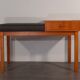 Norwegian entrance furniture in teak and black leather, 1960s