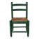 Vintage children's chair in green wood with a woven straw seat