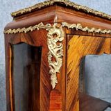 Parisian Louis XV style display case in precious wood marquetry circa 1850
