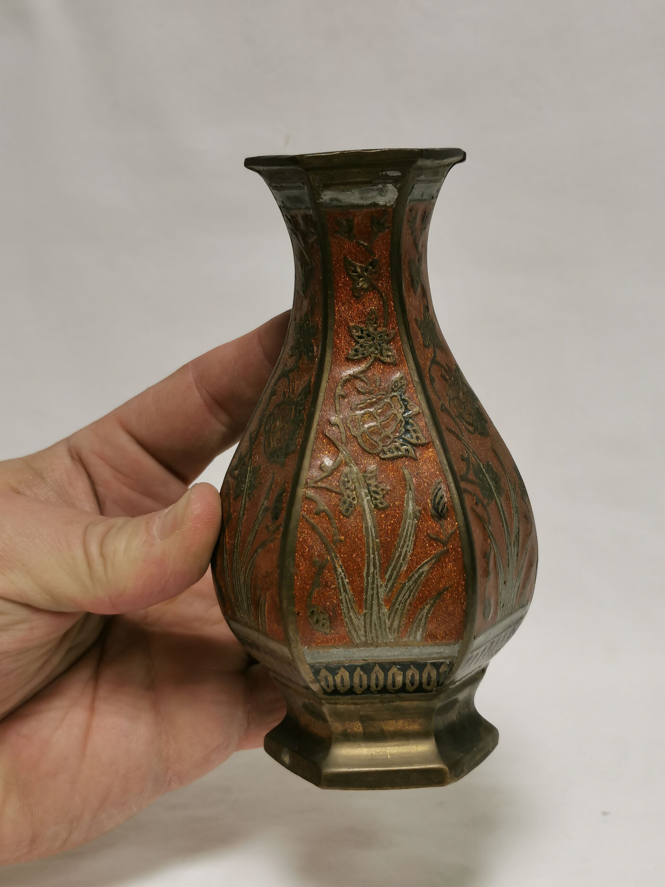 enamelled bronze vase