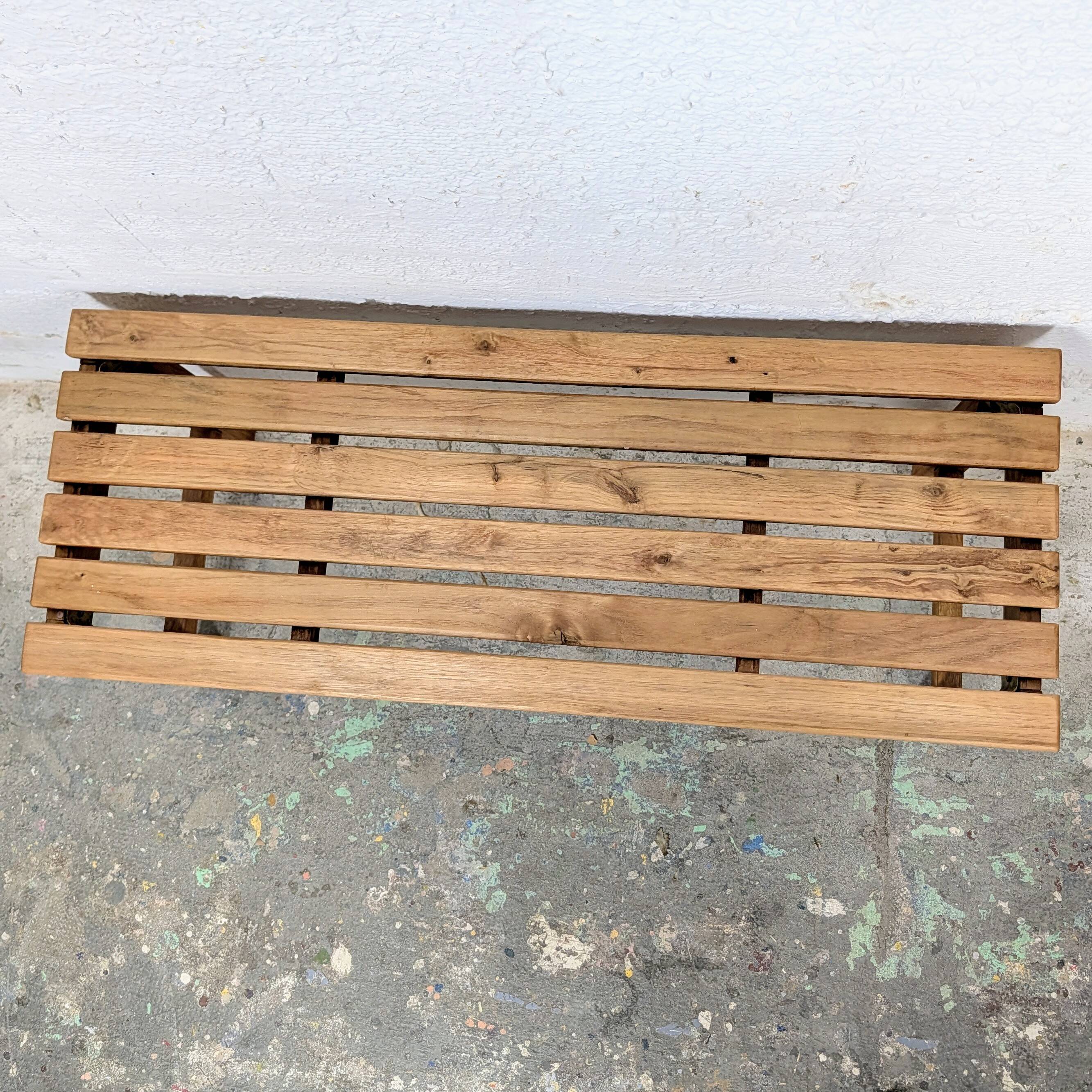 Slatted wooden bench