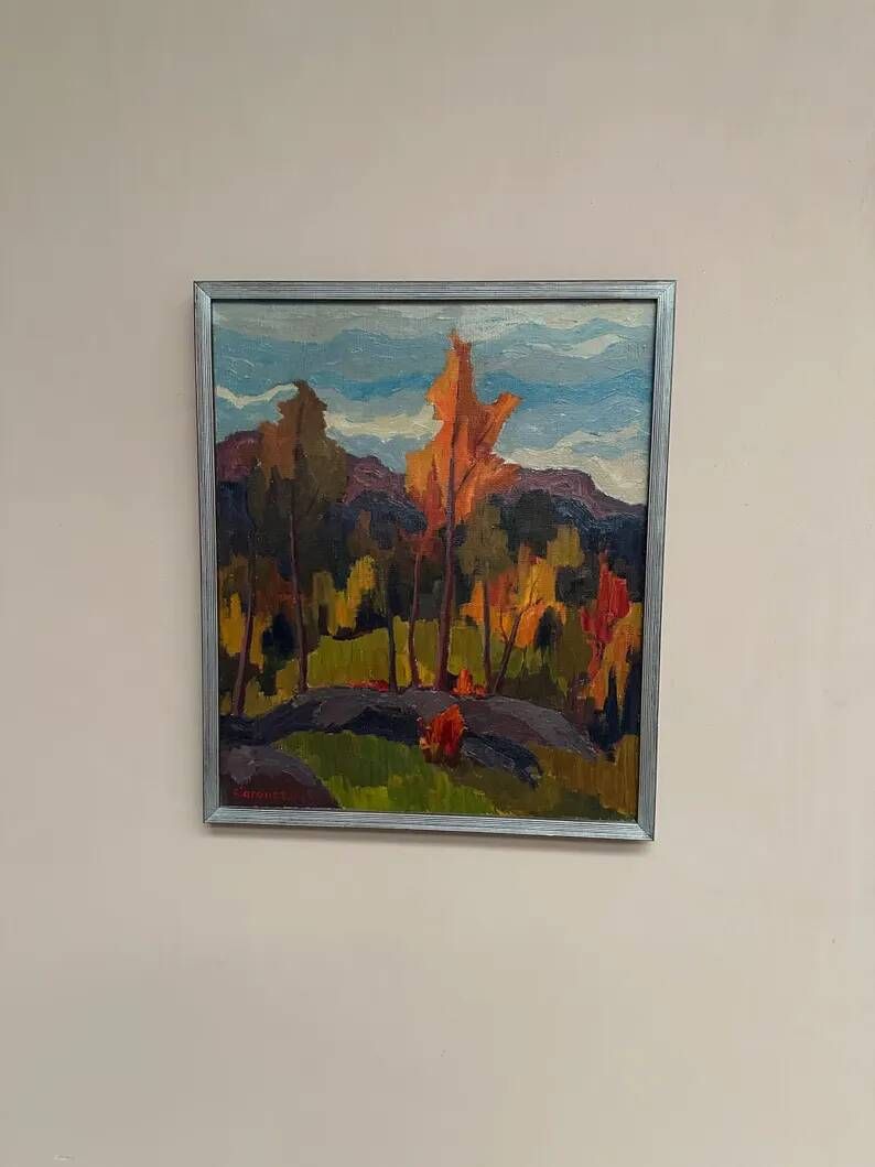 Original Swedish Oil on Canvas – “Orust” by Gösta Arontzon – Signed – Dated 1971 – Vintage & Framed – 58 × 49 cm