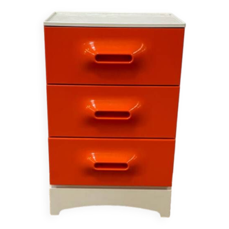 Prisunic orange chest of drawers 1970