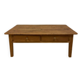 Solid wood coffee table with 2 drawers – chic country style