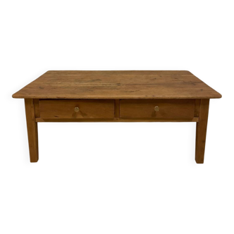 Solid wood coffee table with 2 drawers – chic country style