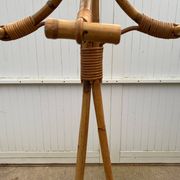 Vintage 1970s rattan coat rack