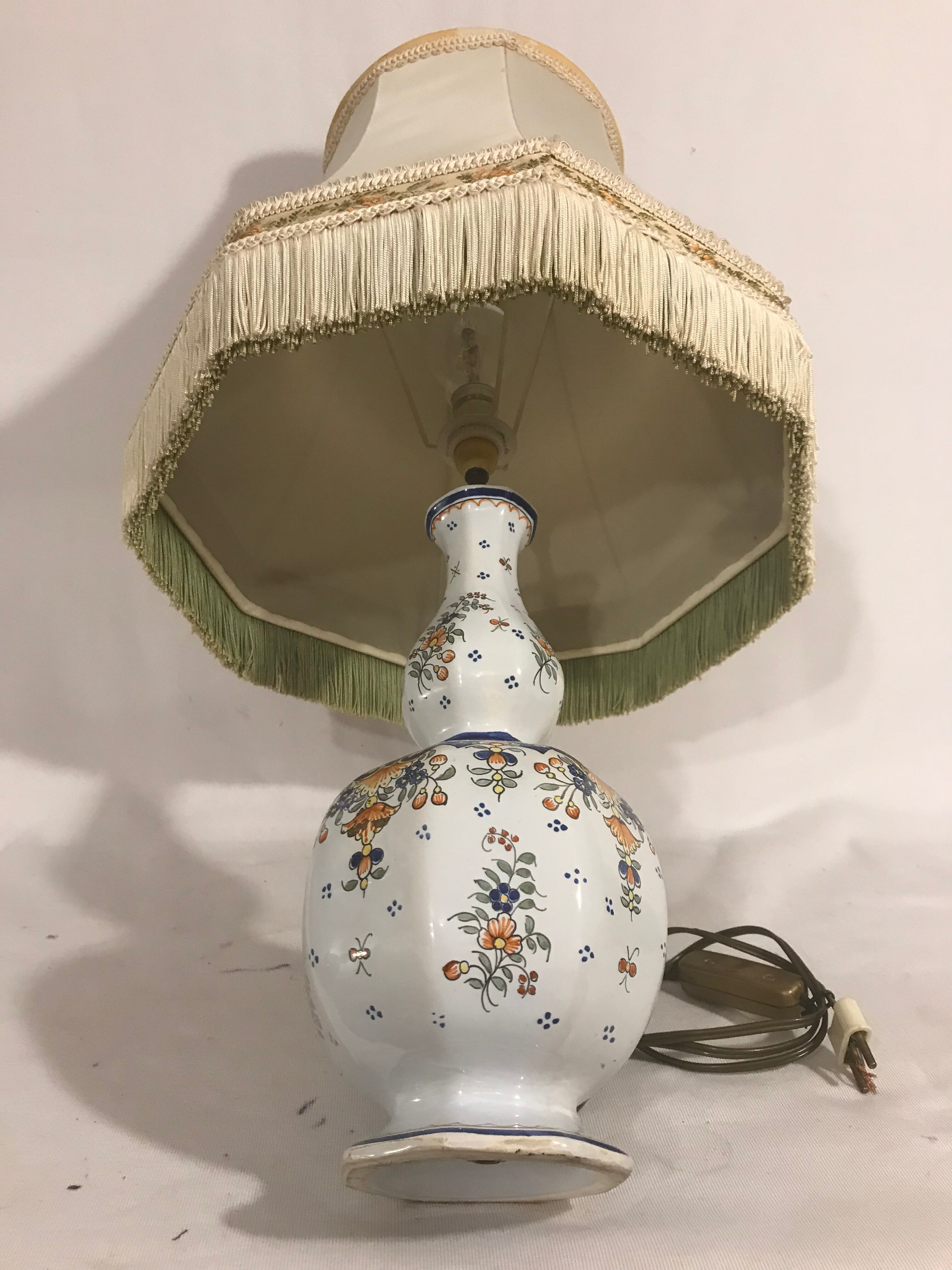 Old lamp vase painted ceramics  Quimper