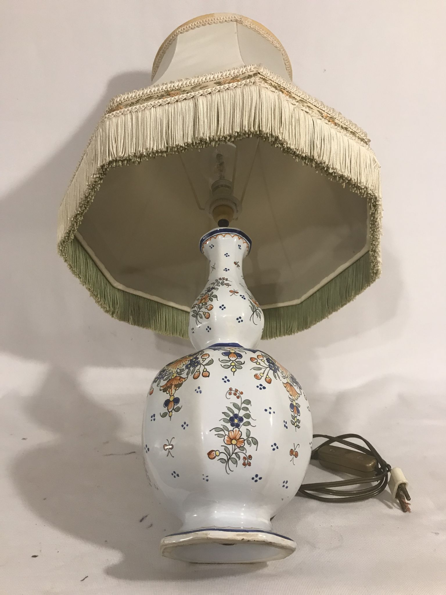 Old lamp vase painted ceramics  Quimper