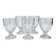 Set of 5 stemmed glasses made of pressed moulded glass.