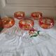 Five antique orange cut crystal champagne glasses with grape cluster decoration Poland