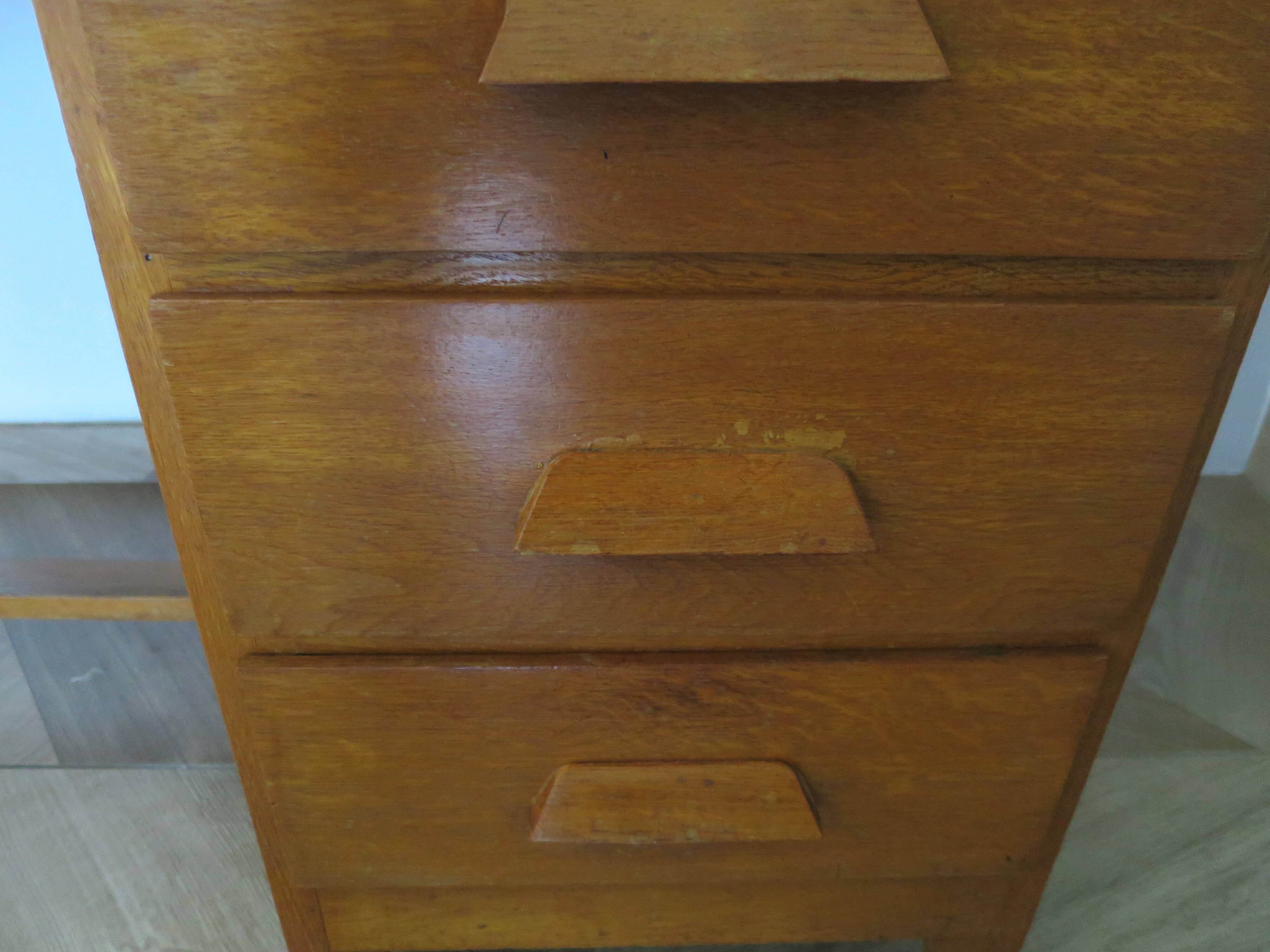 Vintage modernist desk - 5 drawers - shelf - 1950s - closure mechanism