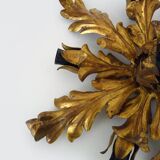 6-light golden leaf foliage ceiling light by Li Puma Firenze, Italy, 1960s