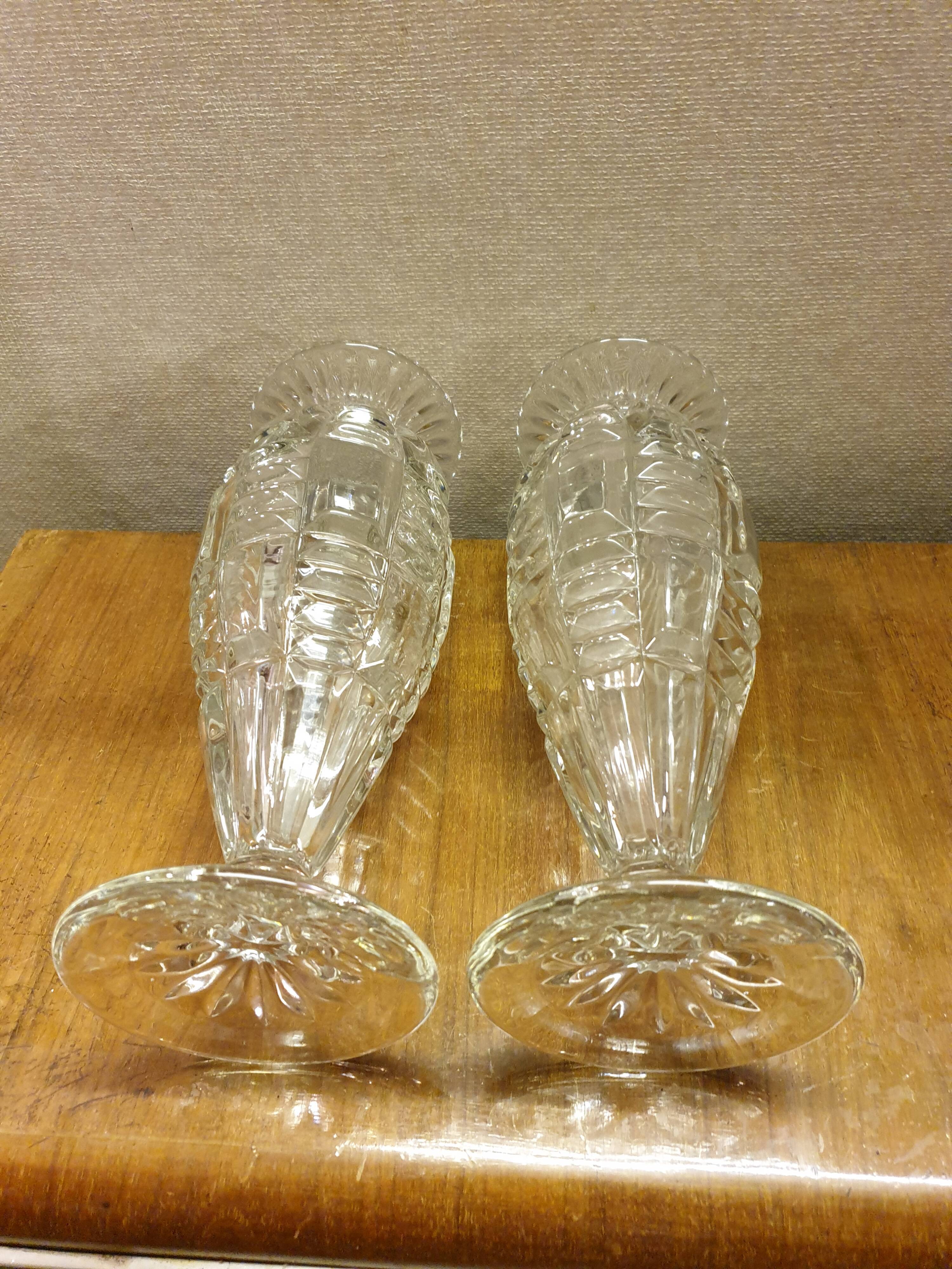 Pair of moulded glass vases