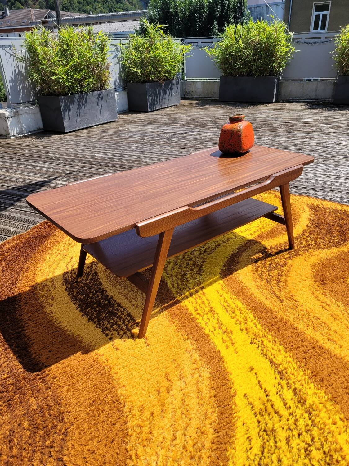 Vintage round wool rug - Diameter 235cm