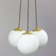Mid-Century Italian Brass & Opaline Cluster of Lamps