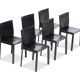 Set de 6 chaises en cuir noir par Studio Grassi & Bianchi pour Pellizoni Pasqualina 1980