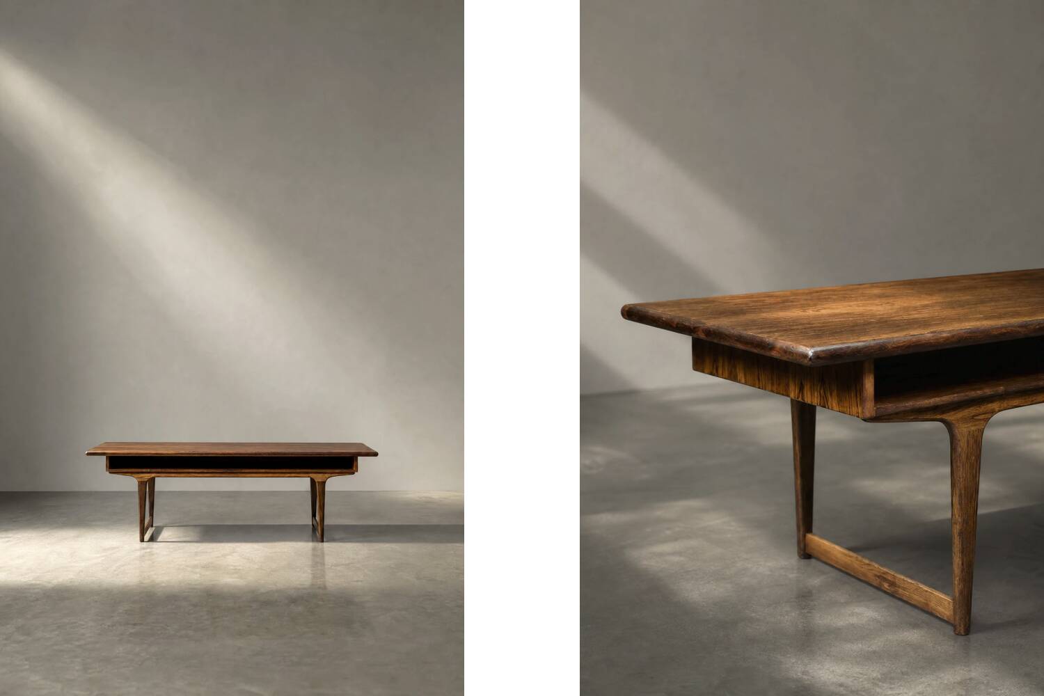 Vintage Mid-Century Modern Danish Rosewood Coffee Table with Shelf, 1960s