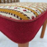 1960s, set of 2 Danish easy chairs, traditional Danish woven wool fabric.