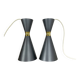 Set of 2 diabolo stilnovo style metal hanging light, bag turgi, switzerland 1950