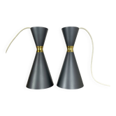 Lot de 2 suspensions en métal style diabolo stilnovo, bag turgi, suisse 1950