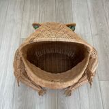 Wicker frog magazine holder by Olivier Cajan