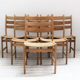 Série de six chaises vintage scandinaves en chêne, Kurt Ostervig