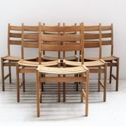 Series of six vintage Scandinavian oak chairs, Kurt Ostervig