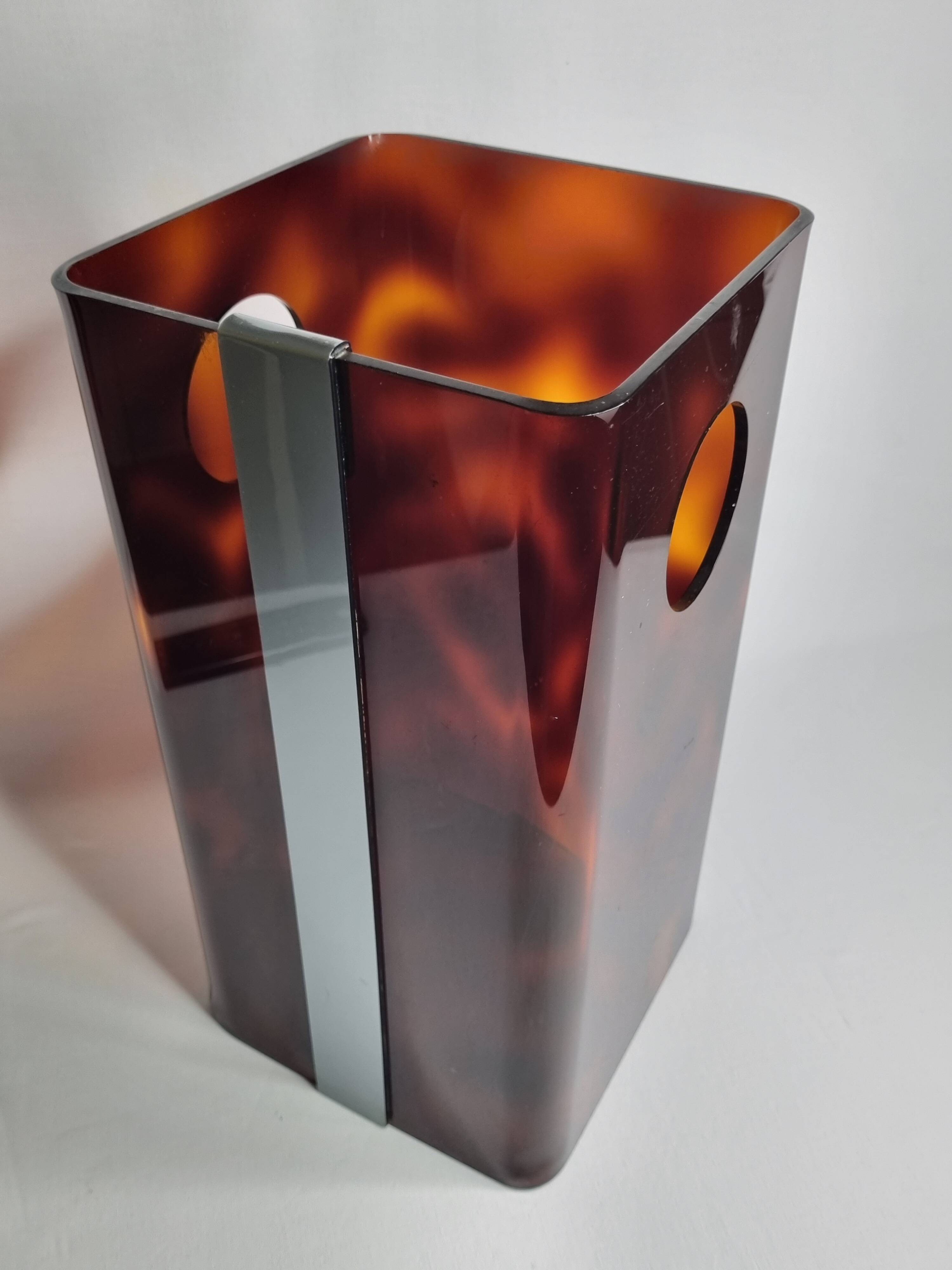 Tortoiseshell Lucite wastepaper basket by Michel Dumas for Roche Bobois, 70