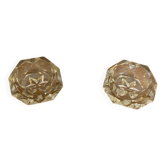 Pair of Antique Hexagonal Cut Crystal Salt Cellars Pepper Shakers Vintage