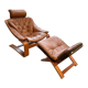 Kroken armchair and footrest in leather and bentwood by Ake Fribytter for Nelo Mobel, Sweden