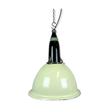 Industrial soviet light green enamel pendant lamp, 1960s