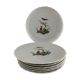 8 Bernardaud and Co. dessert plates signed Elbé, Limoges porcelain, decorated with birds