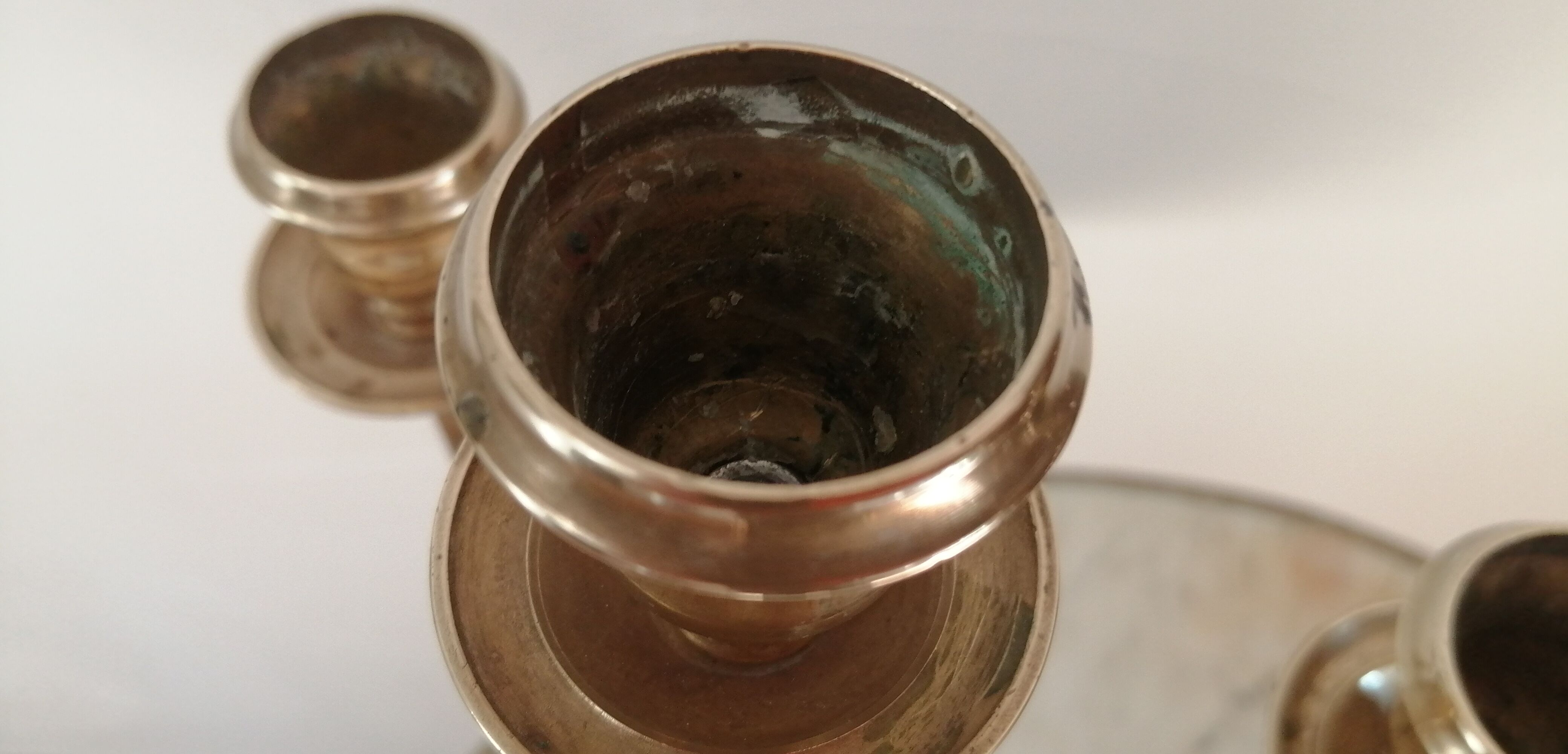 Pair of candelabras, brass candle holders