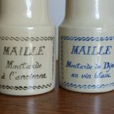 2 stoneware pots, maille mustard