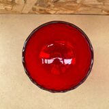 Antique empoli red & clear glass footed vase vintage