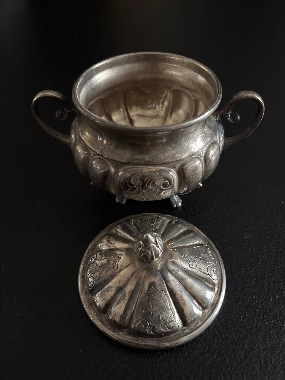 Antique silver sugar bowl