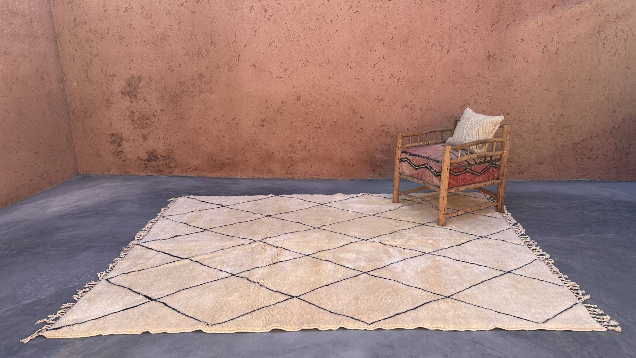 Tapis Marocain Beni M'Rirt blanc - 26 x 304 cm