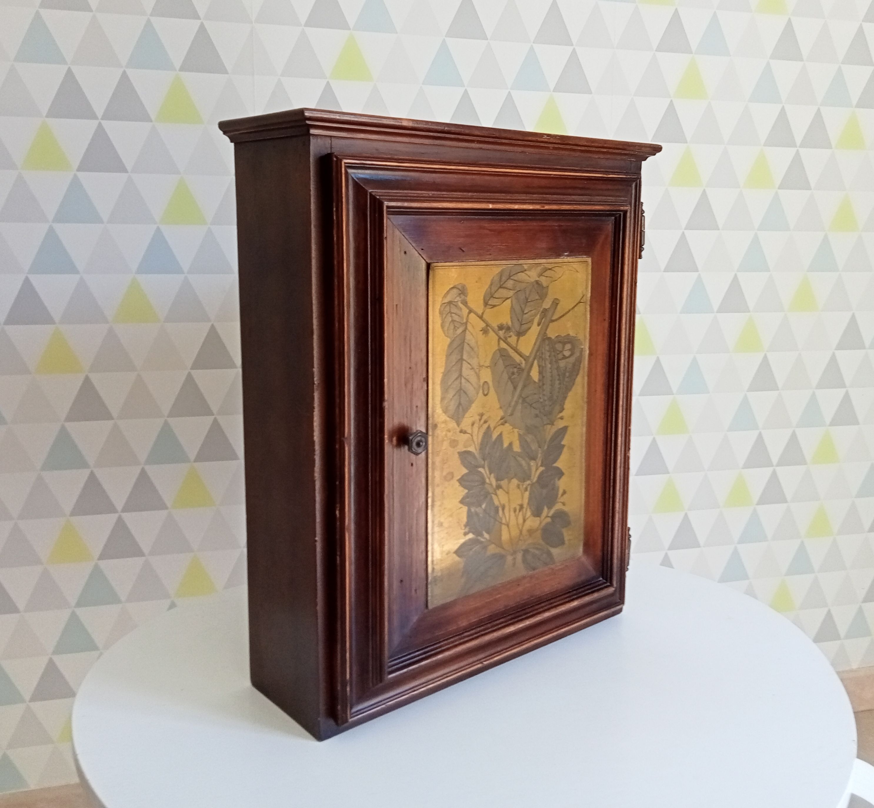 Antique wooden and brass bathroom cabinet 40/50s