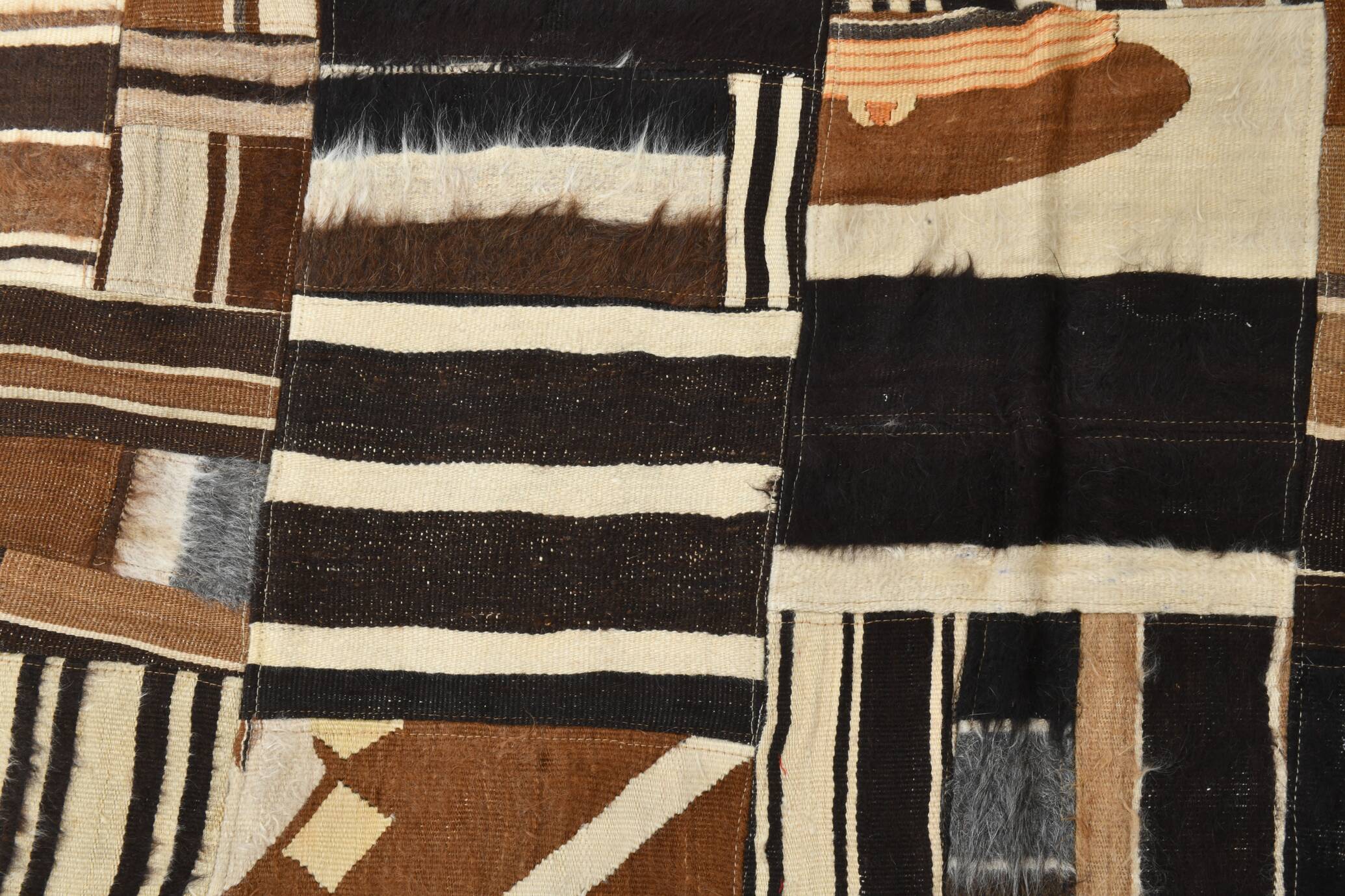 5x7 Brown & Cream Handmade Vintage Kilim Rug, 149x200Cm