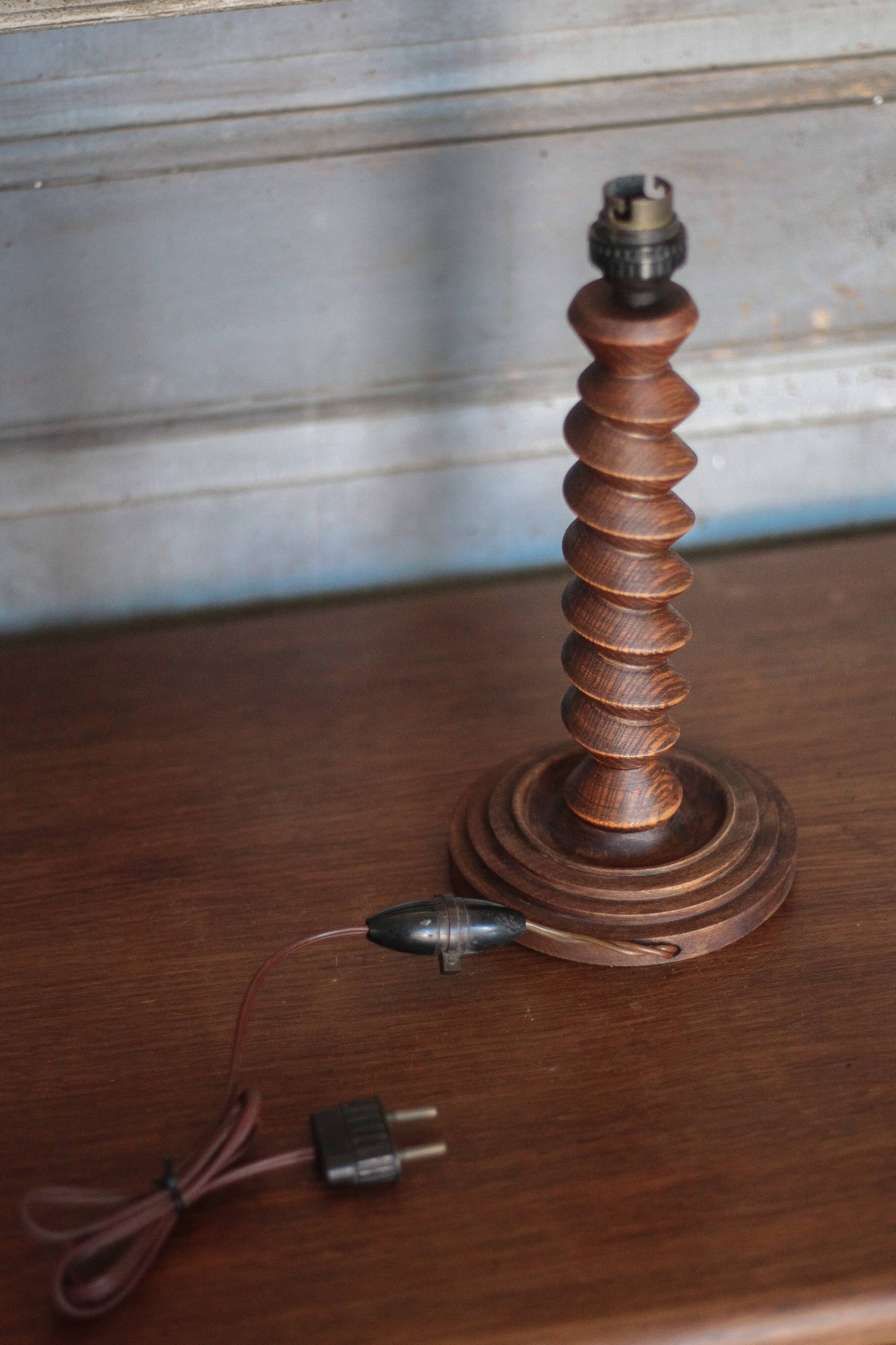 Turned wood lamp base, wooden lamp, table lamp, bedside lamp, lamp