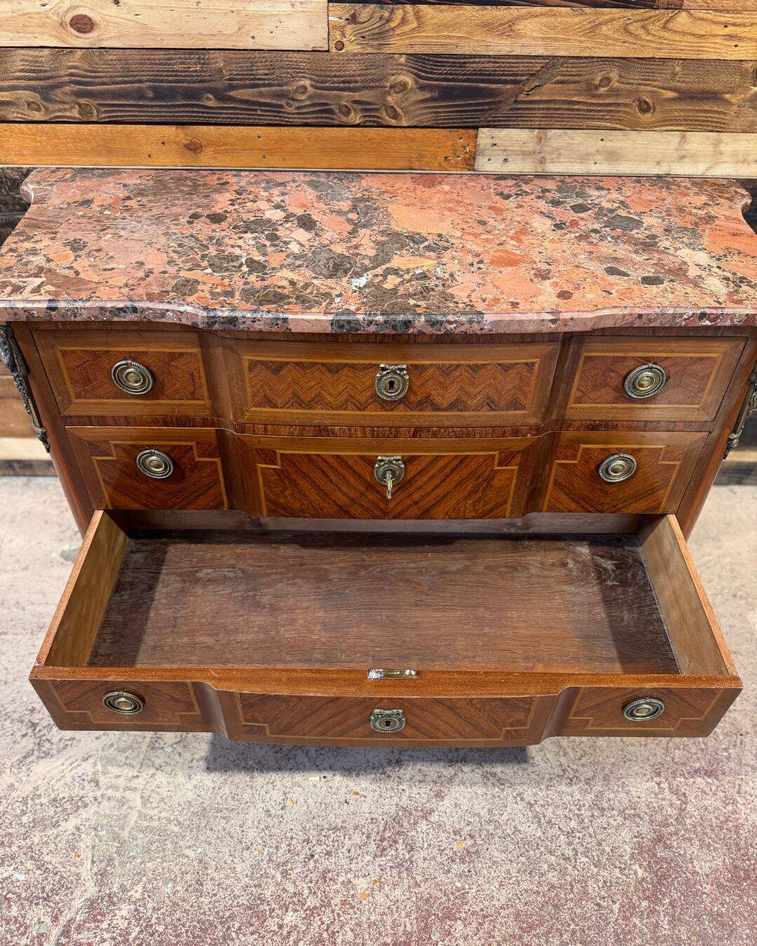 Transitional Louis XV / Louis XVI style chest of drawers