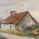 Tableau ancien , ferme dans le Cantal XX siècle