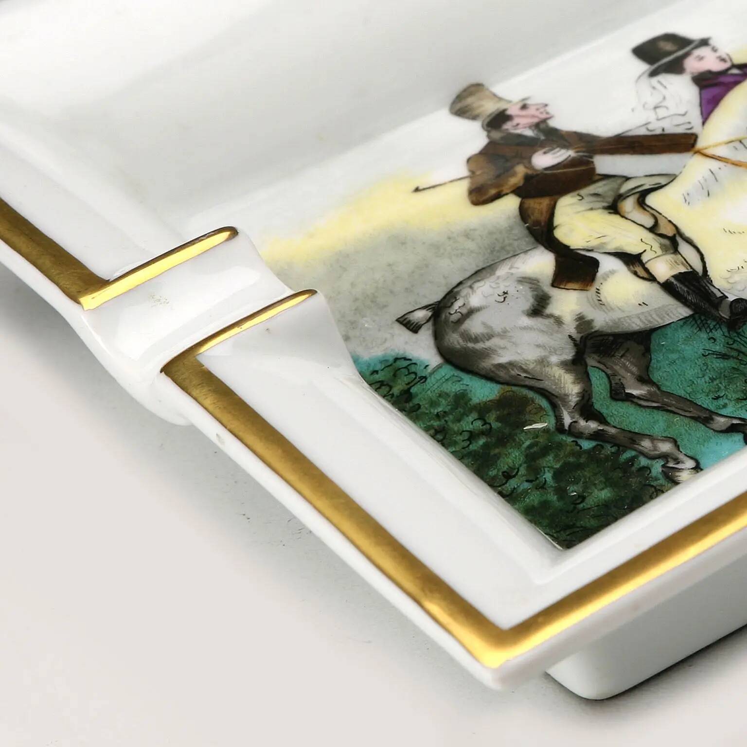 Vintage Hermès Paris ashtray in porcelain, France, 1980s.